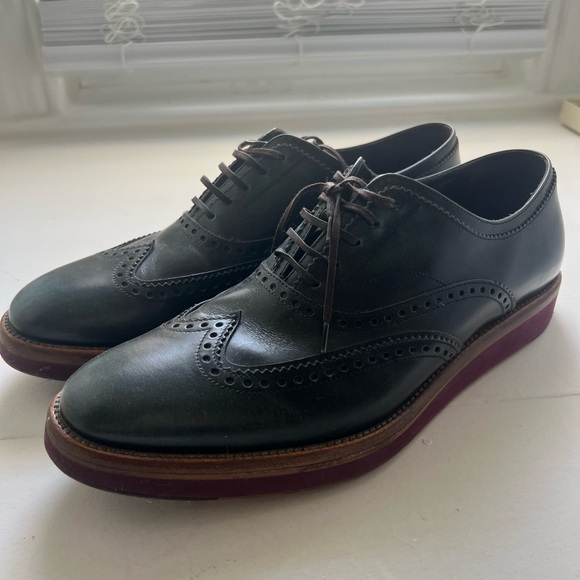 Salvatore Ferragamo Black and Burgundy Oxfords - Picture 1 of 6